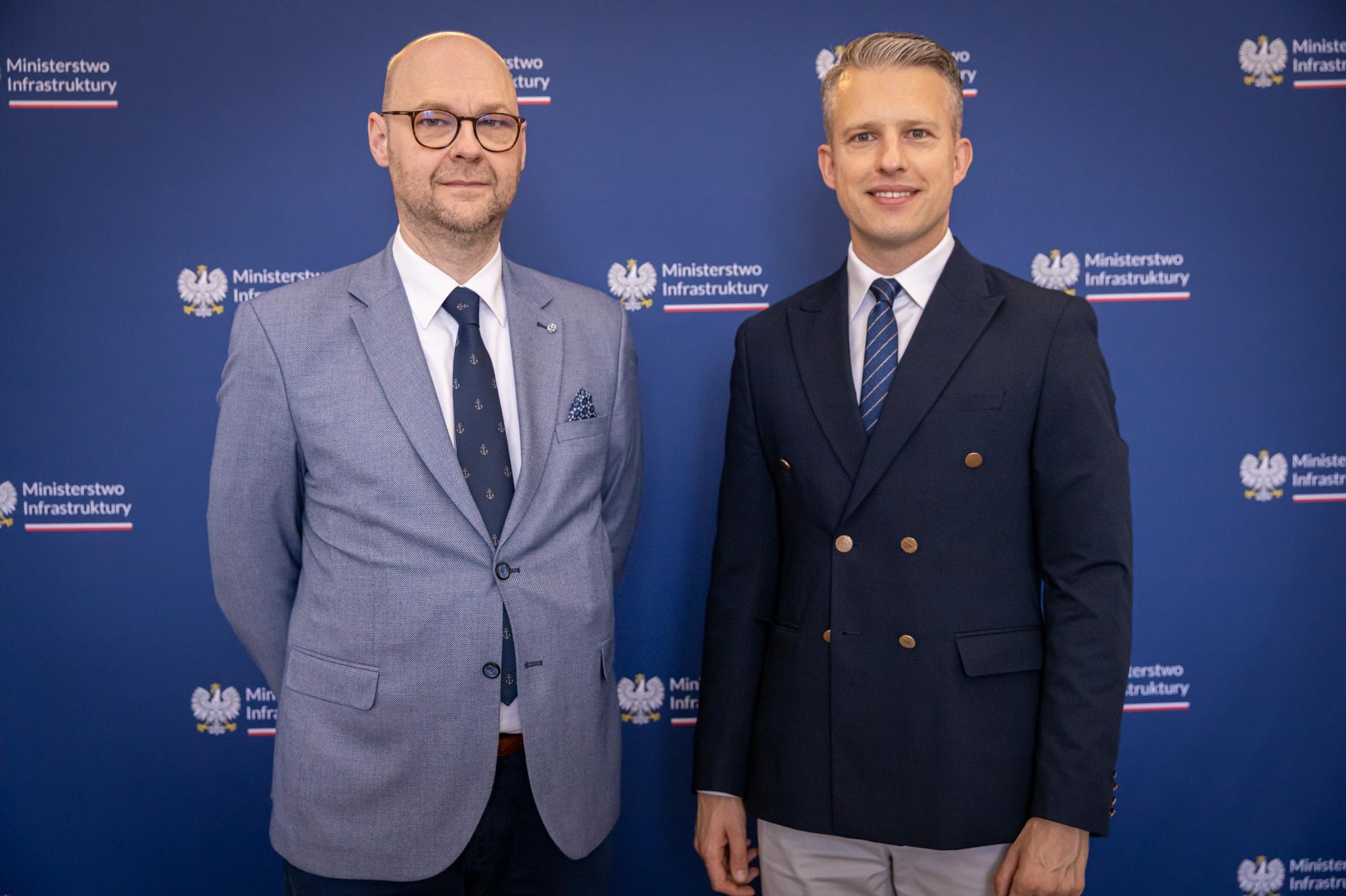 Wiceminister infrastruktury Arkadiusz Marchewka oraz przewodniczący Sea Europe Christophe Tytgat, fot. MI