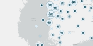 FINLANDIA | Imponujący portfel projektów wiatrowych. Ponad 100 GW w planach Fragment mapy Suomen uusiutuvat ry – Renewables Finland