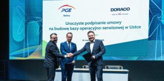 New milestone for Baltic wind Energy. PGE Baltica’s O&M Base construction agreement signed PGE Baltica podpisała umowę z DORACO na budowę bazy w Ustce, fot. PGE Baltica