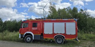 Kolejne szkolenie strażaków z interwencji na turbinach wiatrowych fot. Komenda Powiatowa Państwowej Straży Pożarnej w Zgierzu